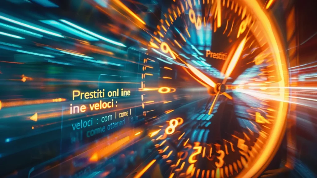 un orologio che si sposta velocemente nel tempo e la frase prestiti online veloci come ottenerli che scorre sullo sfondo