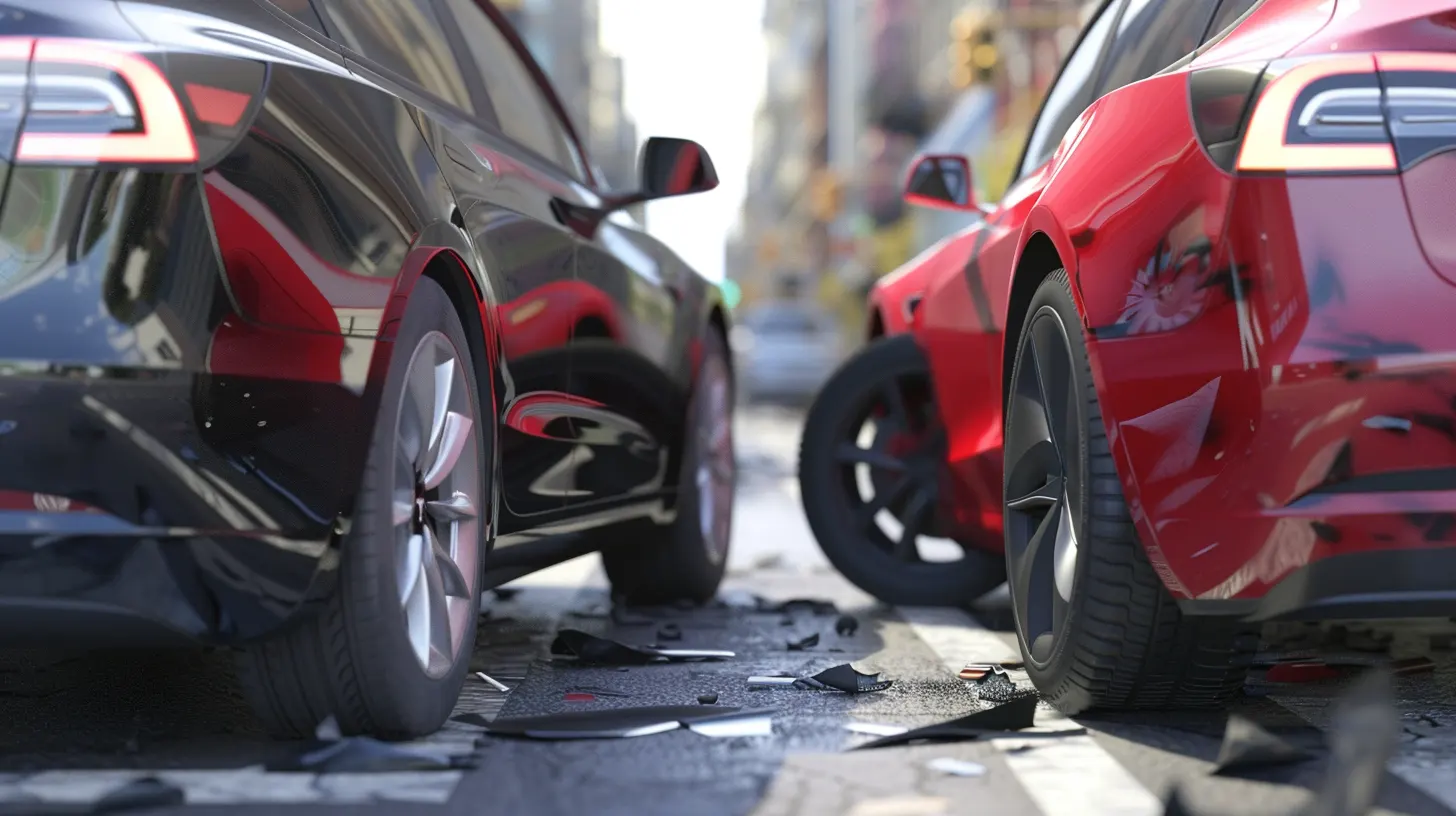 incidente stradale fra due macchine, una nera e una rossa