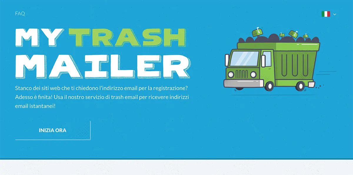 MyTrash Mailer homepage screenshot