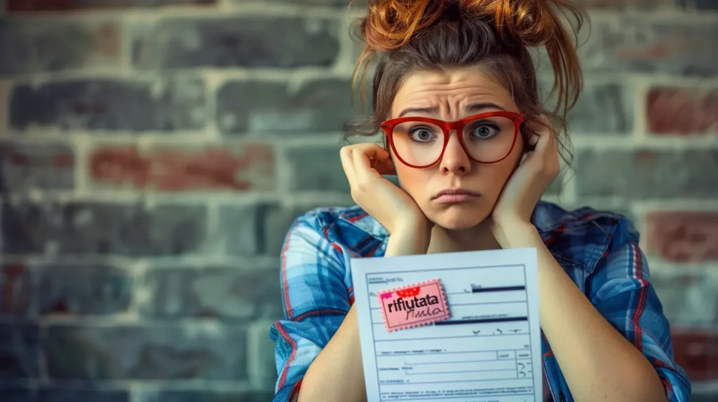 Ragazza delusa guarda modulo cessione del quinto rifiutata