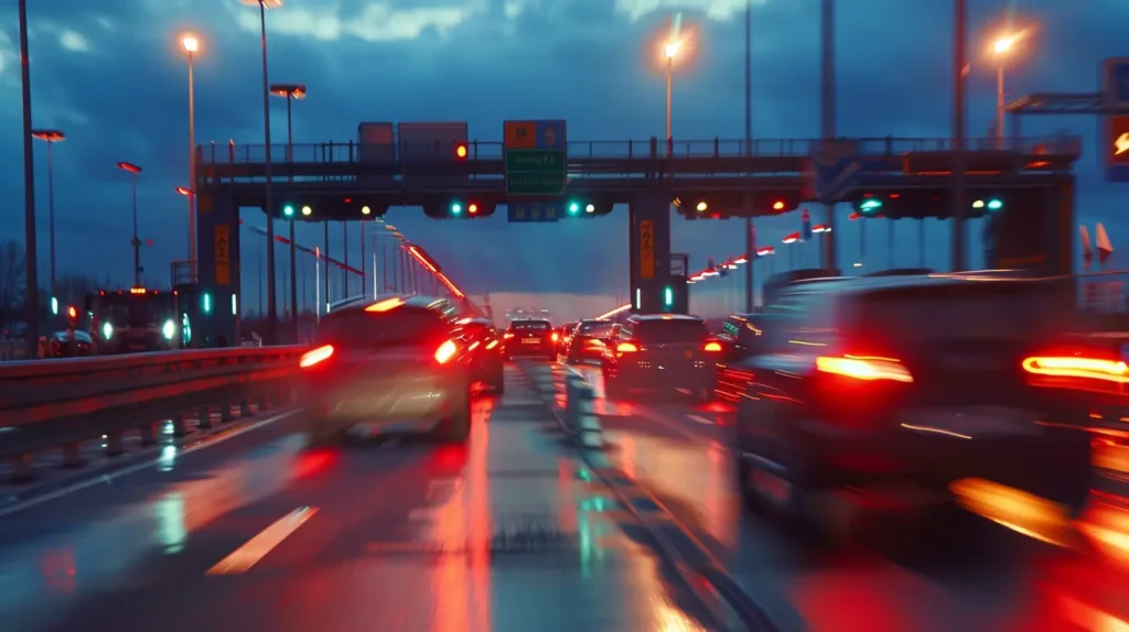 Auto che passano al casello autostradale. Utilizzeranno UnipolMove o Telepass?