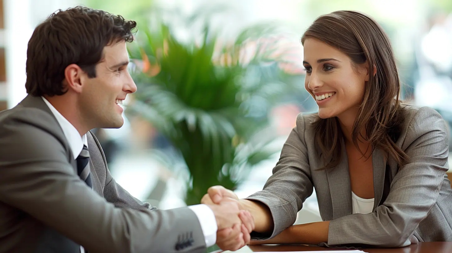 Una persona stringe la mano a un consulente finanziario, simboleggiando la fiducia e la consulenza esperta necessarie per ottenere un prestito sicuro.