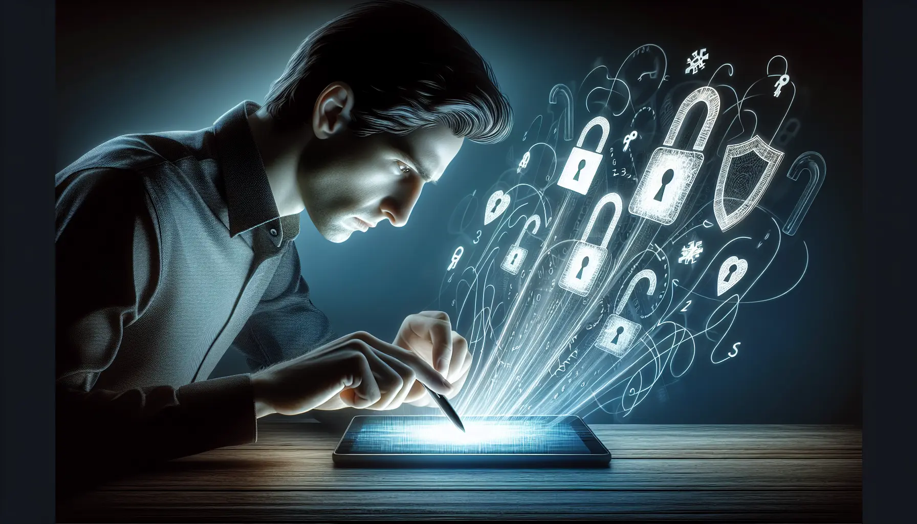 Illustrazione di una persona che imposta una password sicura su un dispositivo