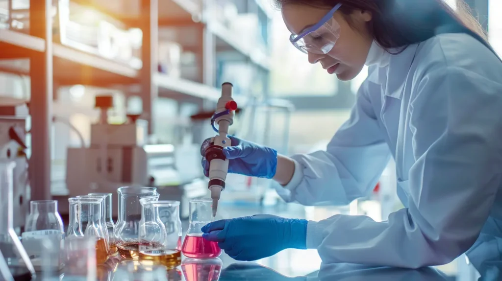 Un ricercatore in laboratorio impegnato in un esperimento finanziato dal 5 per mille.