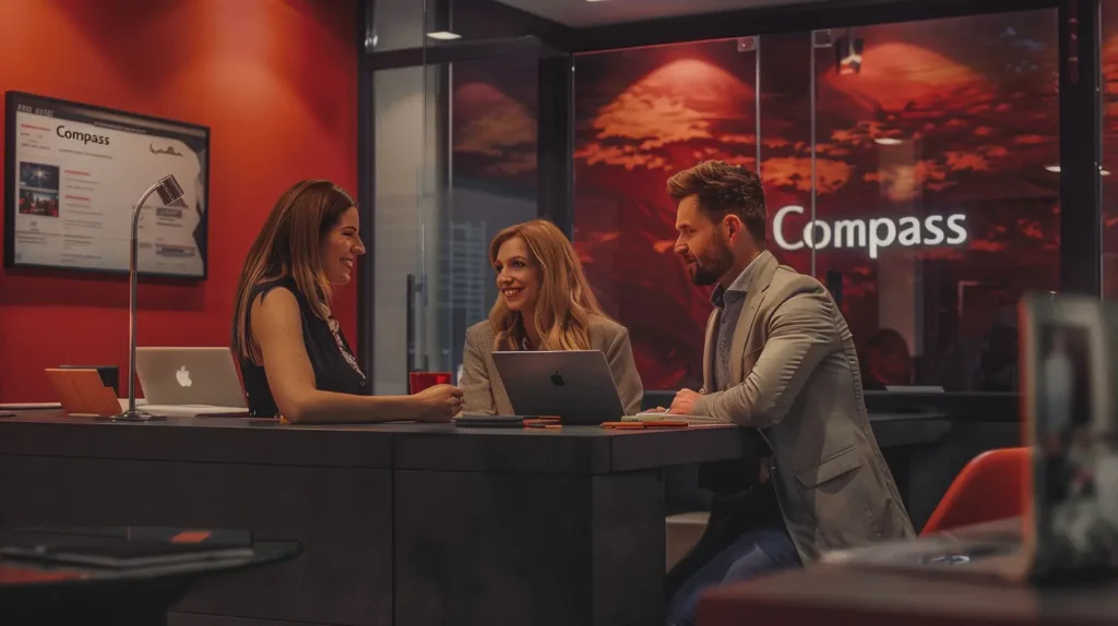 Una coppia riceve consulenza su un prestito Compass da un esperto finanziario.