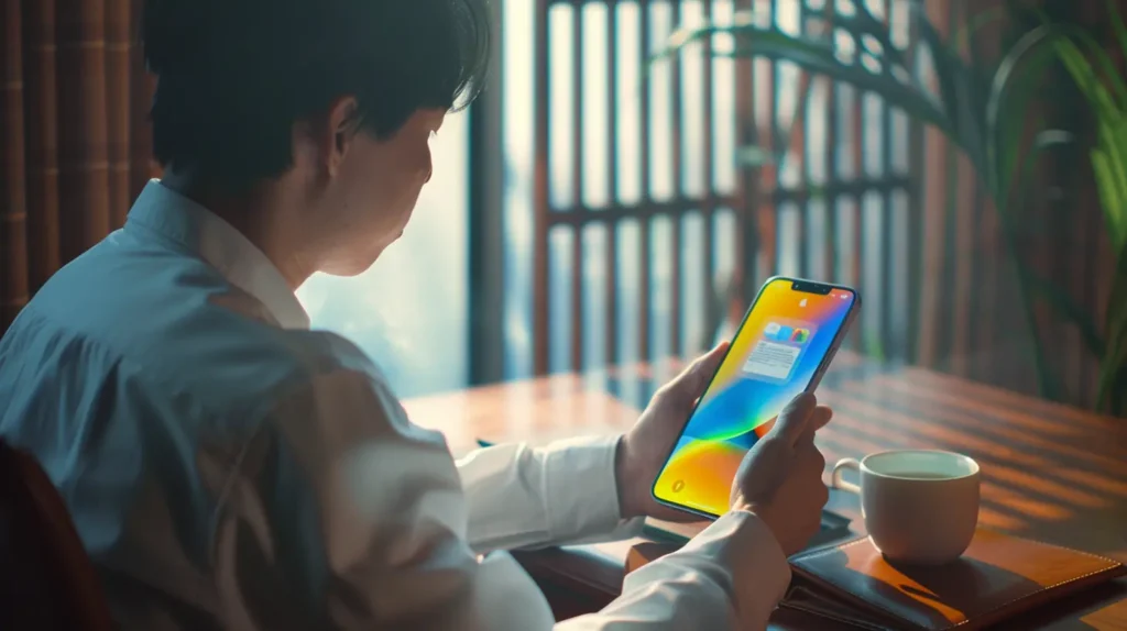 Person reading a PEC email on a smartphone