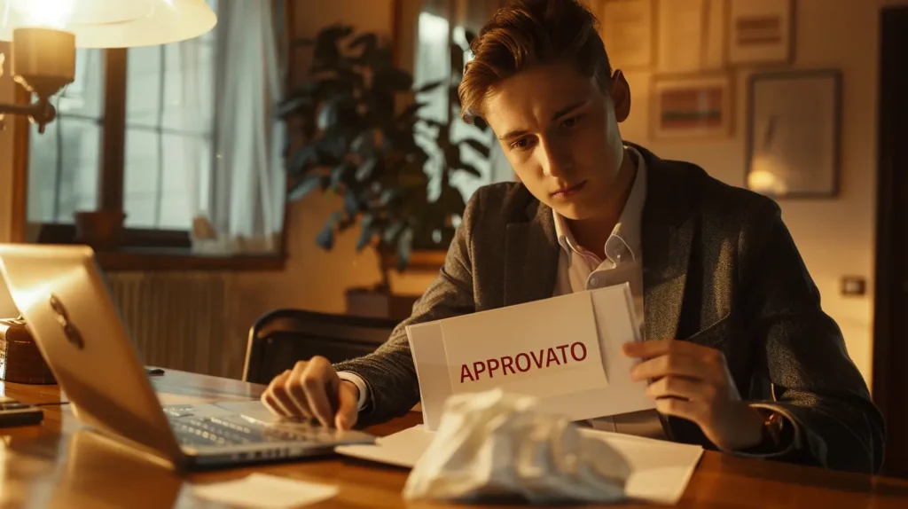 Prestito Rifiutato? Quando Riprovare e Come Ottenerlo Persona che apre una busta con la scritta "APPROVATO".