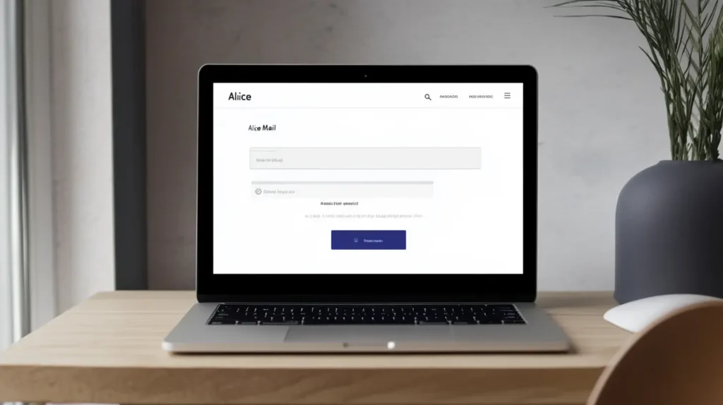 Página de registro de Alice Mail