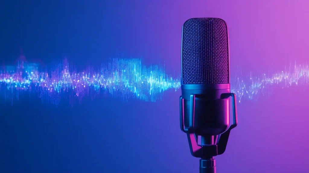 Microfono con onde sonore digitali, rappresentando l'effetto dell'Autotune