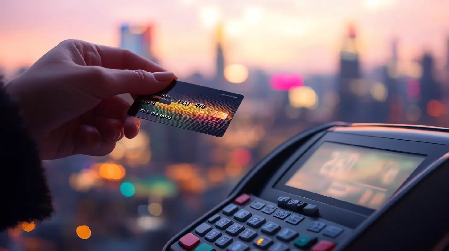 Una mano che utilizza una carta prepagata contactless per effettuare un pagamento