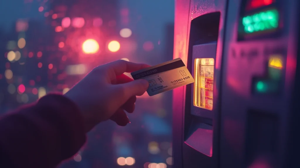Prelevare con carta di credito? Costi e differenze con bancomat Una persona preleva contanti da uno sportello ATM utilizzando una carta di credito