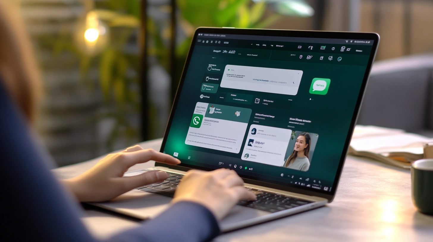 Persona che utilizza WhatsApp Web per comunicare con un cliente