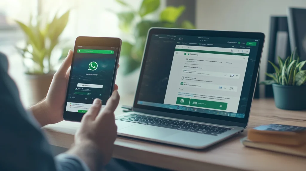 A person using WhatsApp Web on multiple devices
