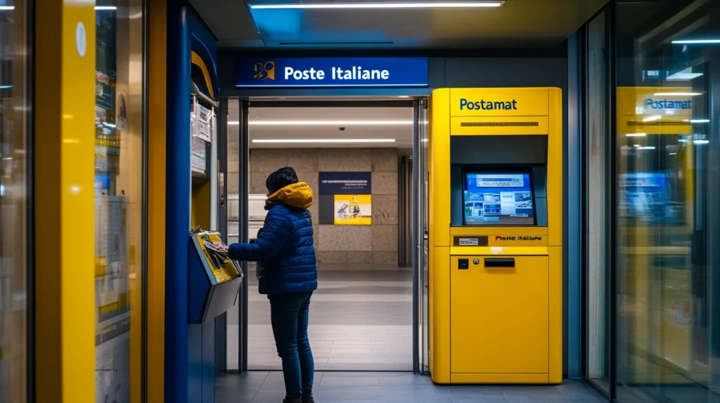 Cosa è un Postamat e come funziona? Persona che preleva contanti da un Postamat