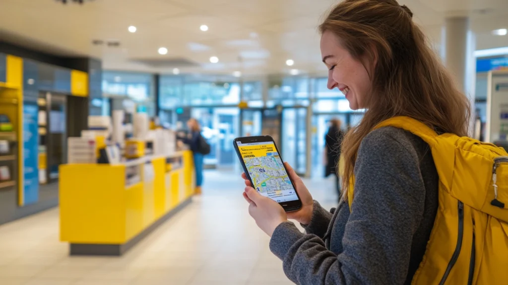 Persona che trova l'ufficio postale pi&ugrave; vicino