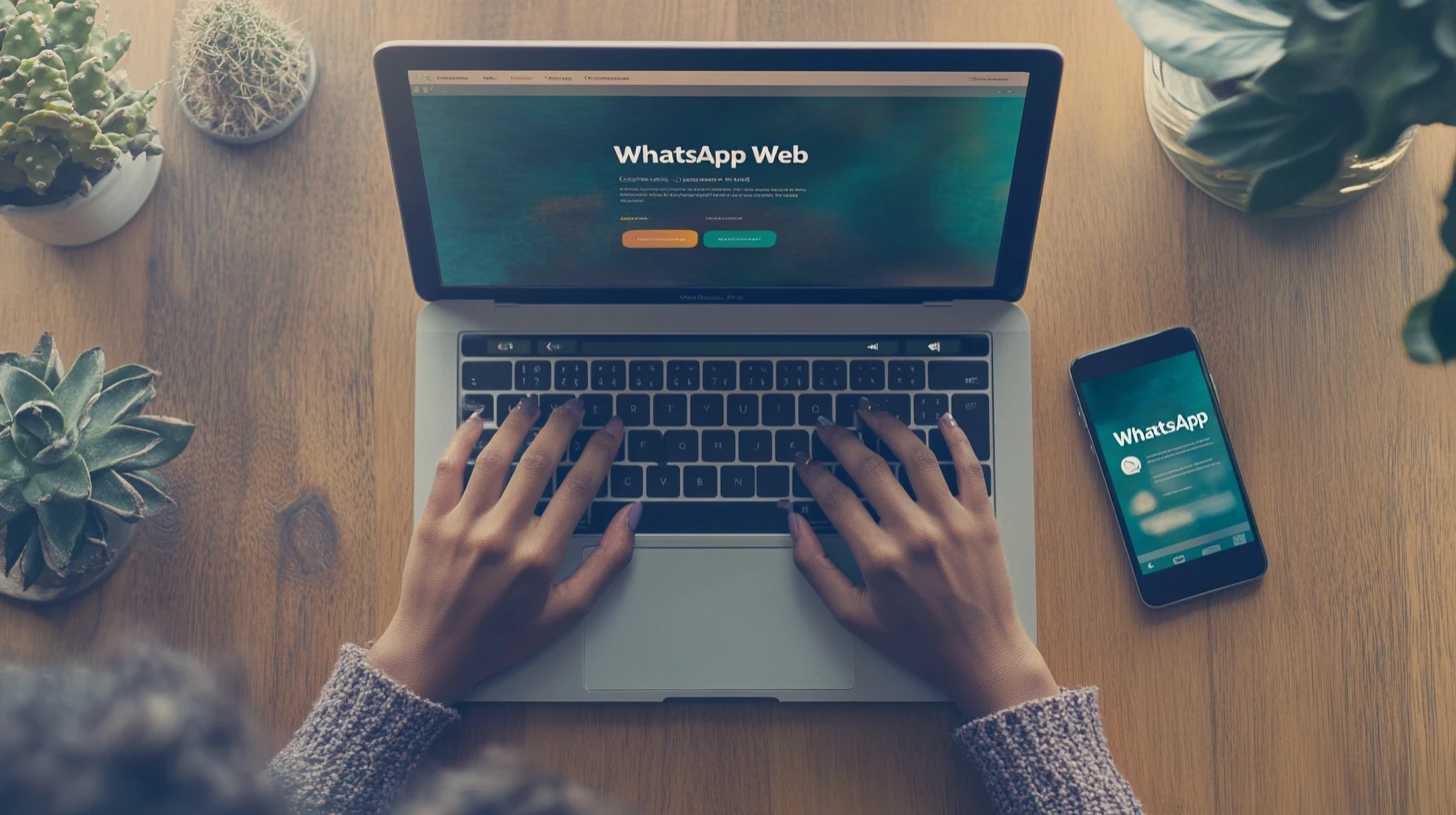 Persona che usa WhatsApp Web su un laptop