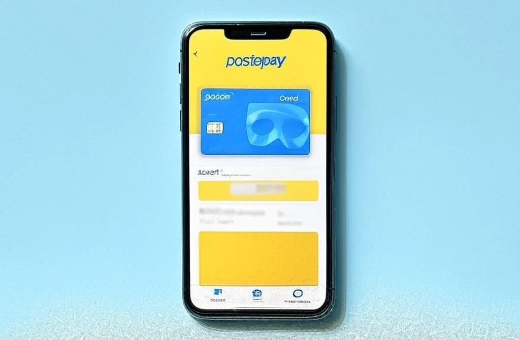 smartphone che mostra il numero della carta Postepay direttamente sull'app