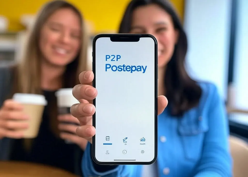 Due amici che si scambiano denaro con P2P Postepay