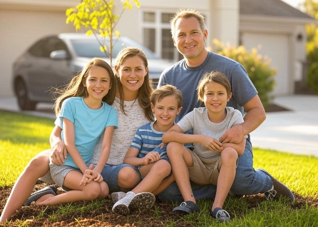 Famiglia felice grazie ai piccoli prestiti Compass