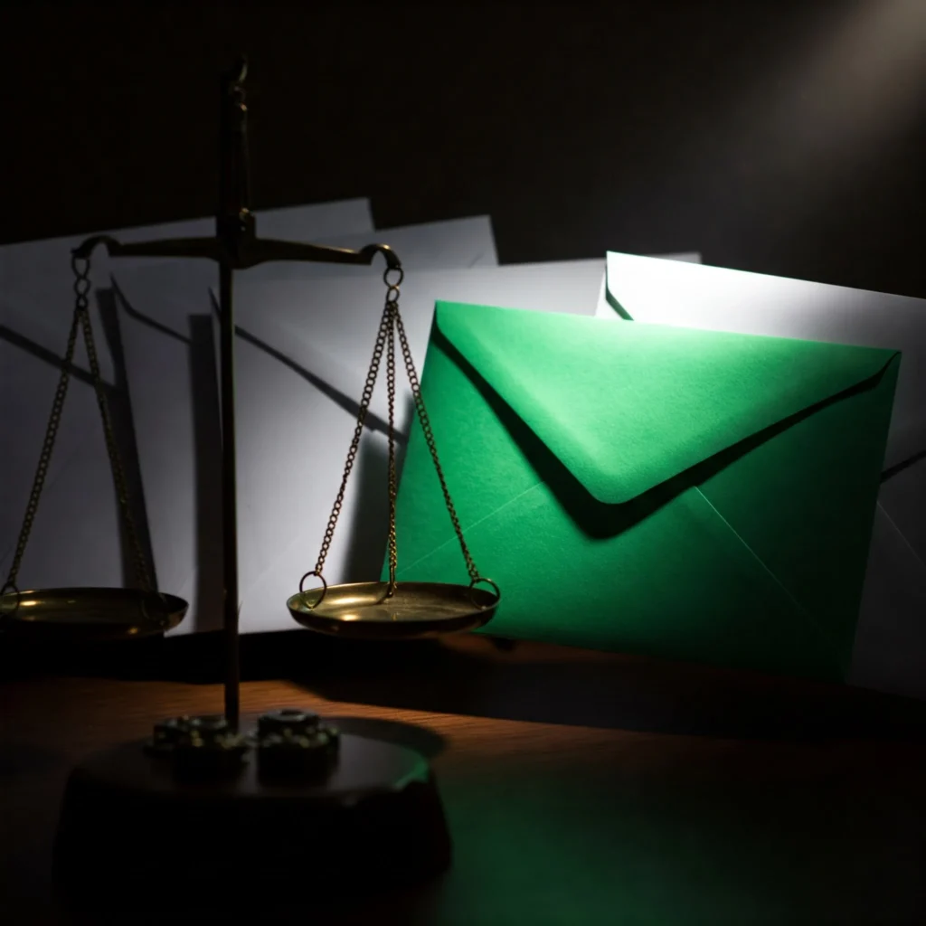 Atto giudiziario market: busta verde