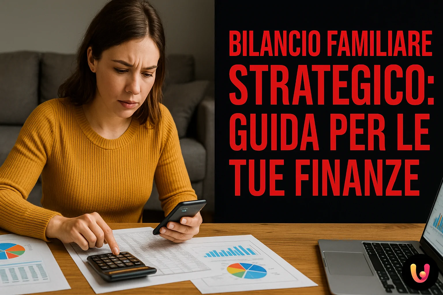Bilancio familiare strategico: come gestire entrate e uscite con metodo Persona che gestisce un bilancio familiare con fogli, app e grafici