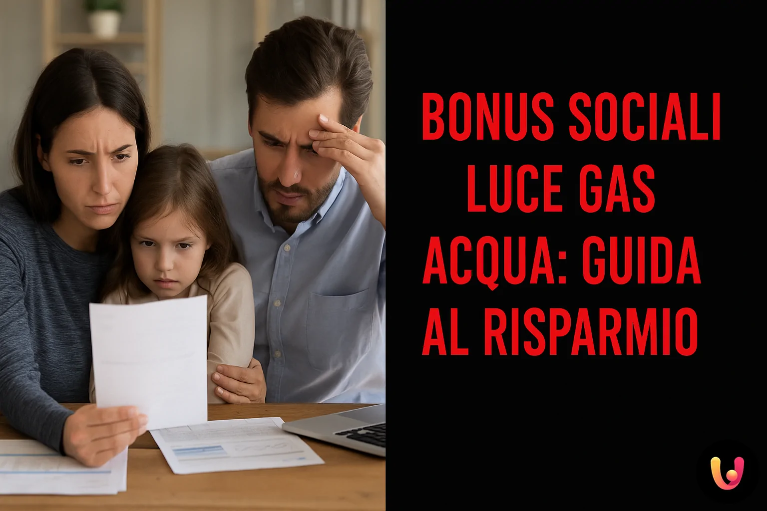 Come ottenere i bonus sociali luce, gas e acqua per risparmiare Famiglia preoccupata controlla le bollette di luce, gas e acqua con la speranza di ottenere i bonus sociali
