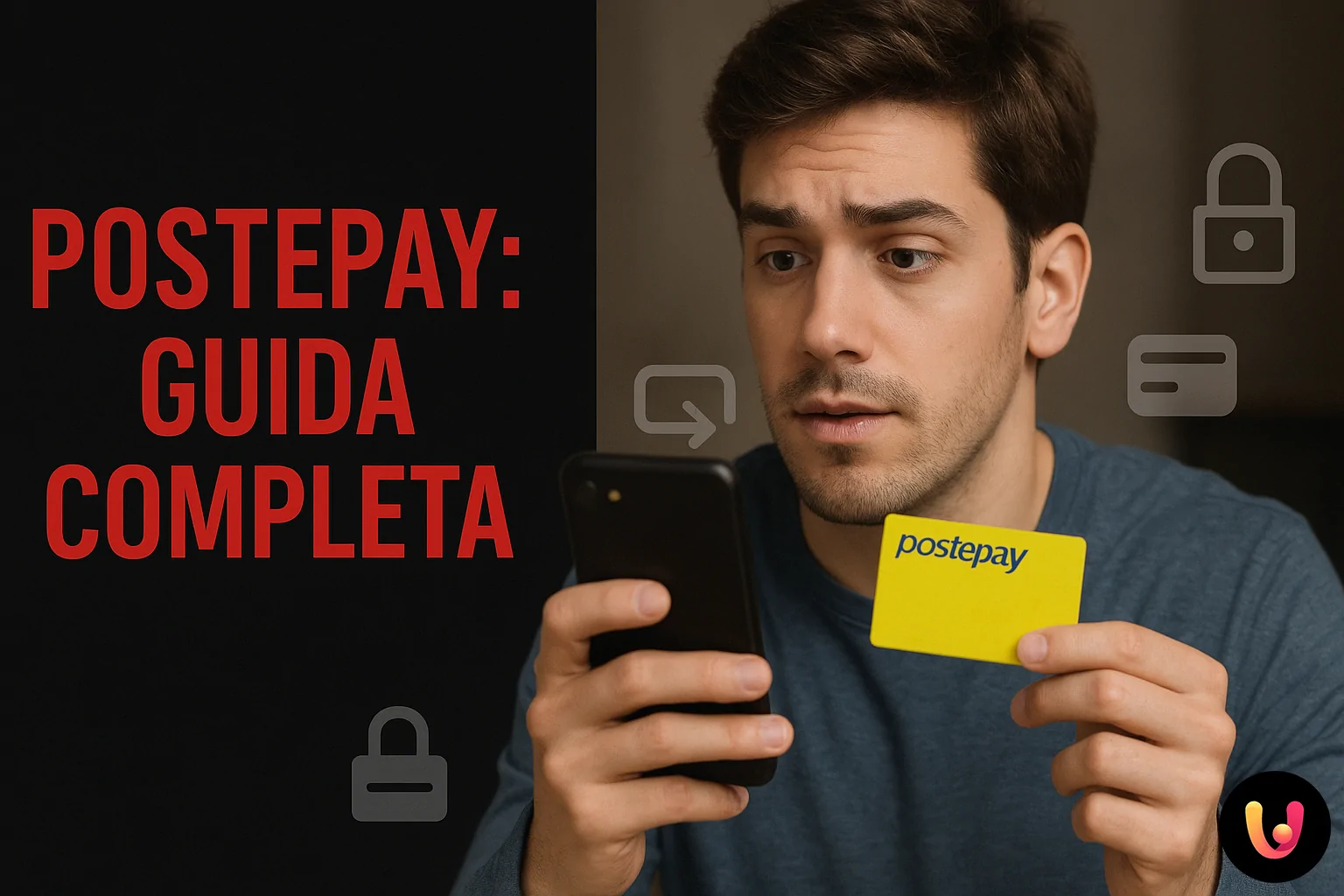 Guida alla carta prepagata Postepay Uomo che consulta la sua Postepay tramite smartphone