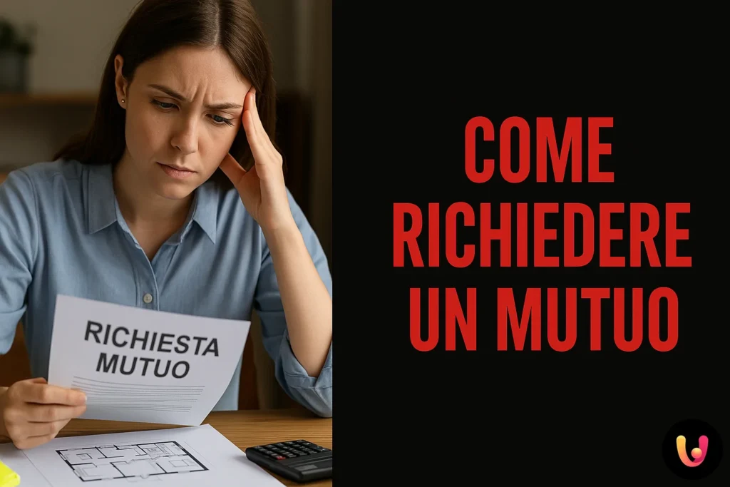 Persona riflessiva con documenti e calcolatrice sul tavolo, mentre consulta informazioni per richiedere un mutuo