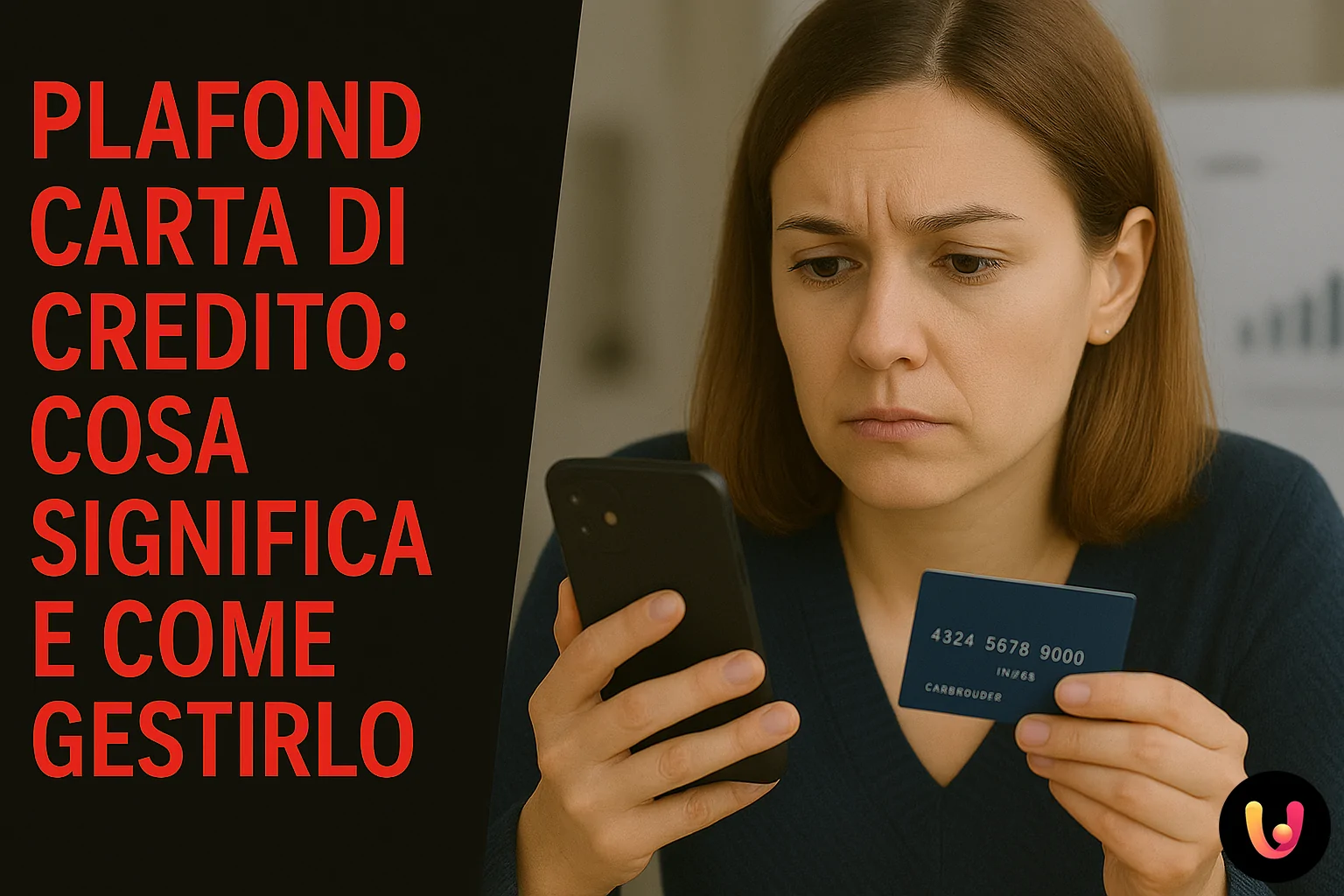 Come gestire il plafond della carta di credito Donna che controlla il plafond della carta di credito dallo smartphone