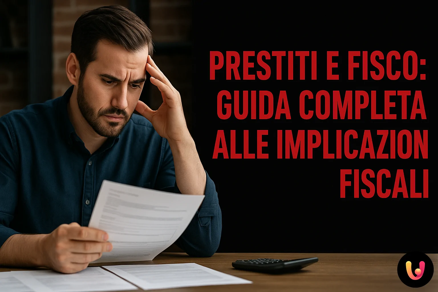 Implicazioni fiscali dei prestiti: guida completa Uomo preoccupato mentre esamina documenti fiscali e contratti di prestito cercando di capire il rapporto fra prestiti e fisco