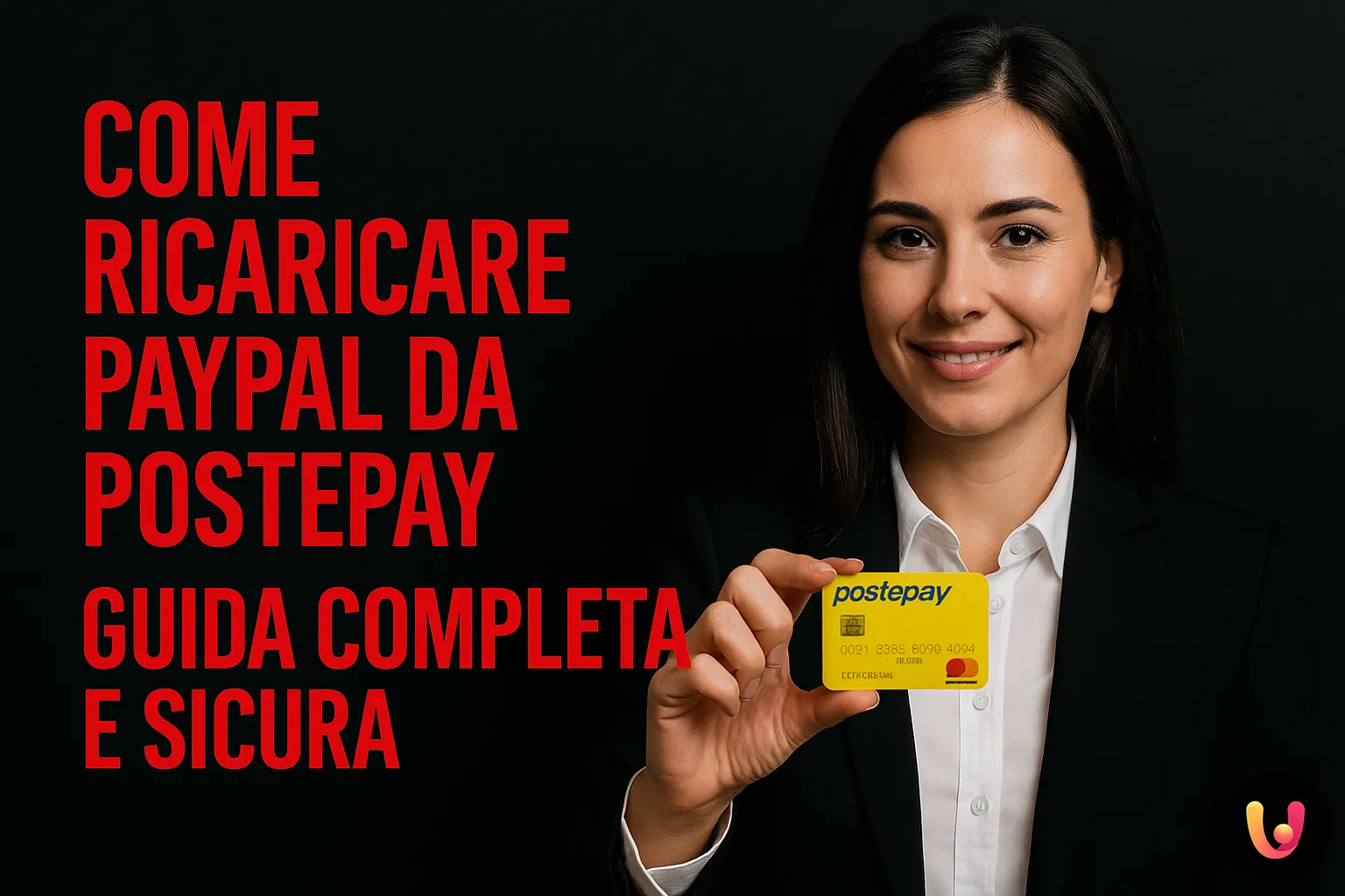 Come ricaricare PayPal da Postepay in modo sicuro e completo Donna professionale con carta Postepay in mano e testo guida ricarica PayPal