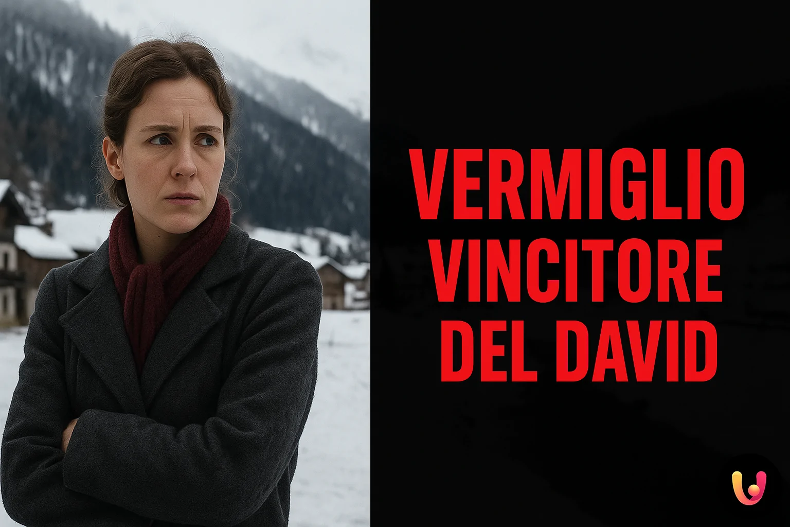 Scena simbolica del film Vermiglio, vincitore del David Fotogramma simbolico del film Vermiglio di Maura Delpero con ambientazione alpina innevata