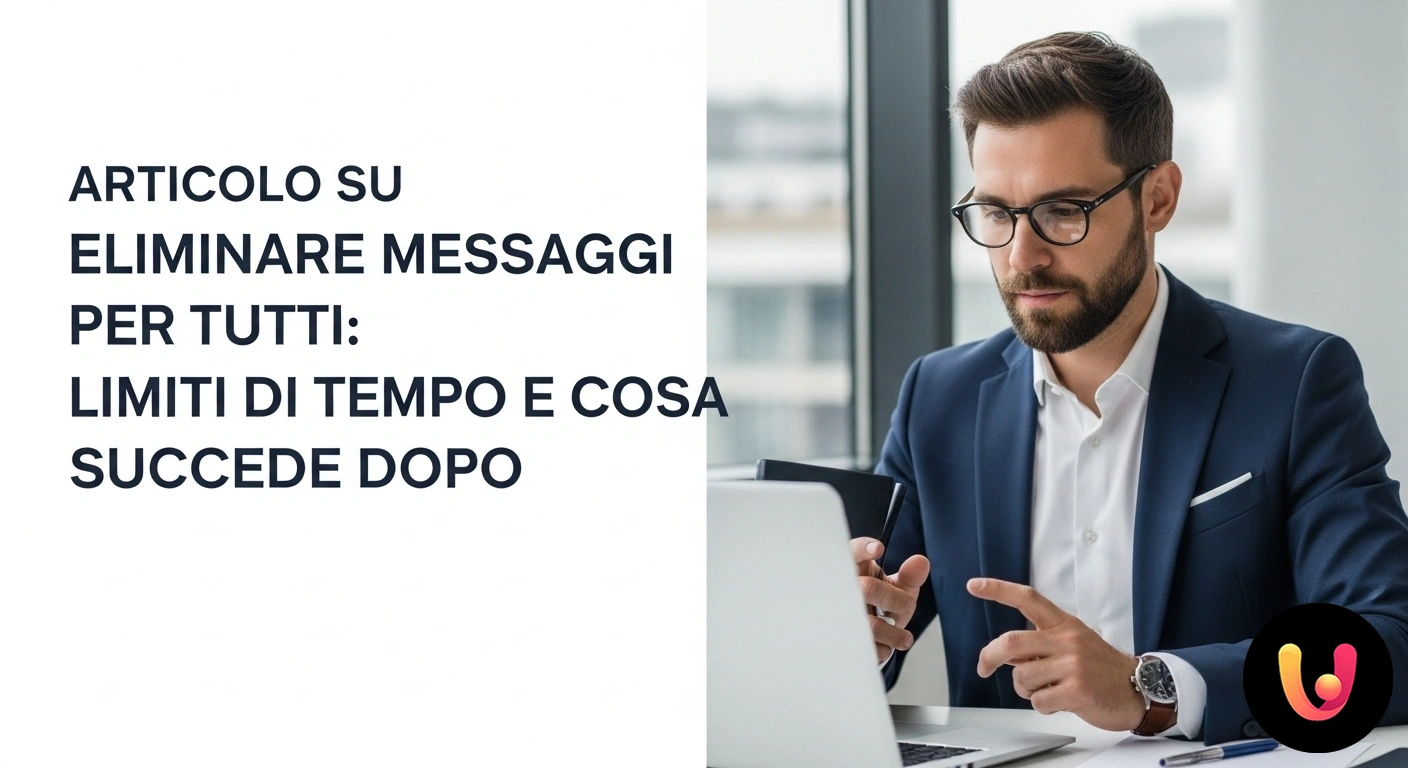 Eliminare messaggi per tutti: scopri i limiti di tempo e le conseguenze. Smartphone che mostra la funzione 'elimina per tutti' in una chat, con un'icona di orologio a simboleggiare il limite di temp
