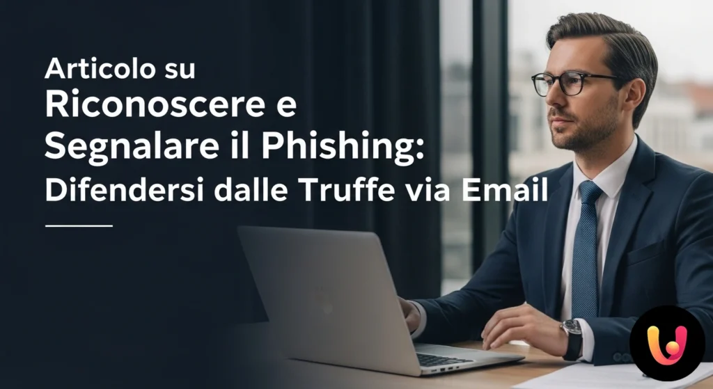 Phishing: Guida per Riconoscere e Segnalare le Email Truffa. Schermo di computer che mostra un'email fraudolenta con un mittente sospetto e una richiesta di dati sensibili.