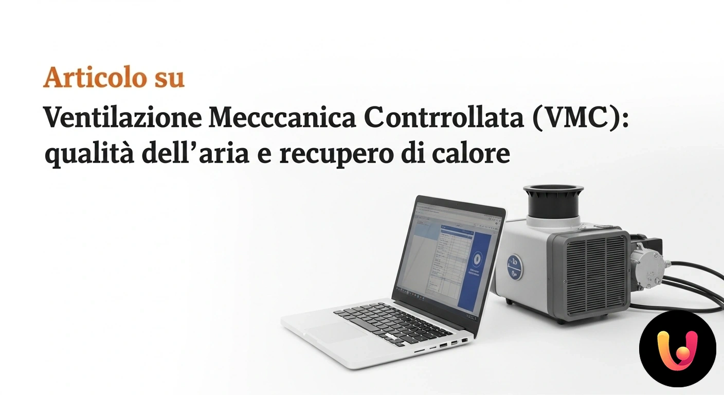 VMC con recupero di calore: funzionamento e vantaggi per la qualità dell'aria Schema di un'abitazione con flussi d'aria filtrata in entrata e viziata in uscita che si incrociano in uno scambiatore di cal
