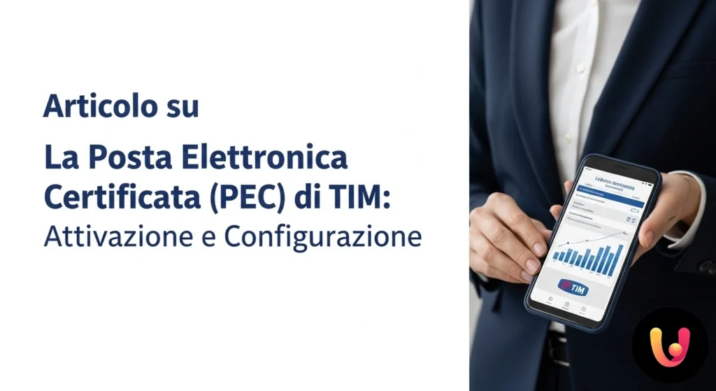 Interfața poștei electronice certificate tim afișată pe un ecran de laptop cu pictograma unui plic sigilat.