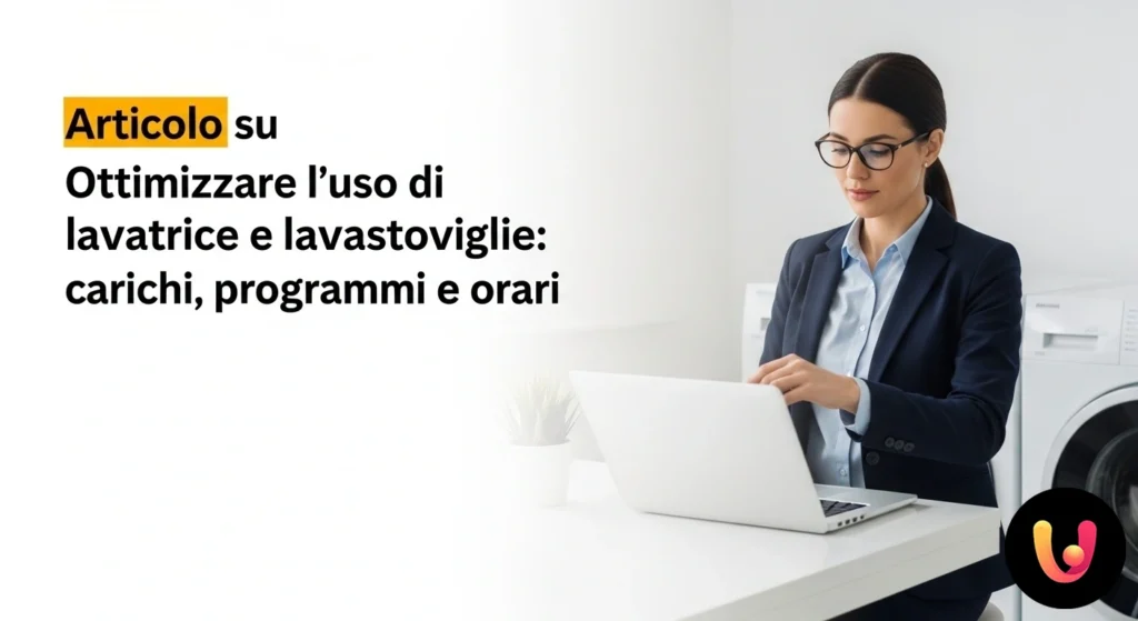 Lavatrice e lavastoviglie moderne affiancate, con un display digitale che mostra la selezione di un programma ecologico.
