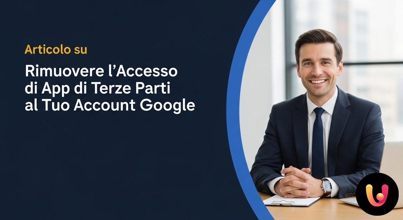 Rimuovi l'accesso delle app di terze parti e proteggi il tuo account Google. Interfaccia di gestione delle app connesse a un account google, con un cursore che evidenzia il pulsante per revocare l'acces