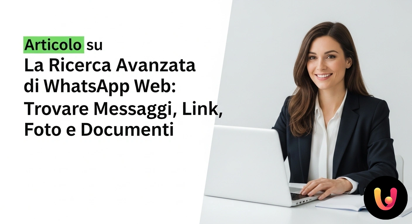 Guida alla Ricerca Avanzata di WhatsApp Web: Trova subito foto, link e documenti. Interfaccia di whatsapp web che mostra la funzione di ricerca con i filtri per foto, link e documenti evidenziati.