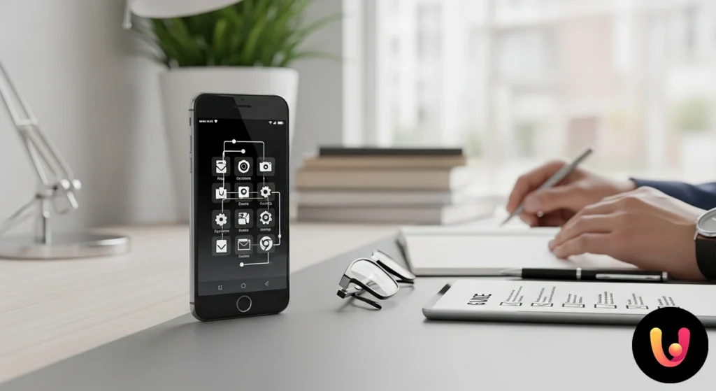 Primeiro smartphone: guia completo para a escolha Pessoa que compara diferentes modelos de smartphone lado a lado, avaliando dimensões e ecrãs antes da escolha.