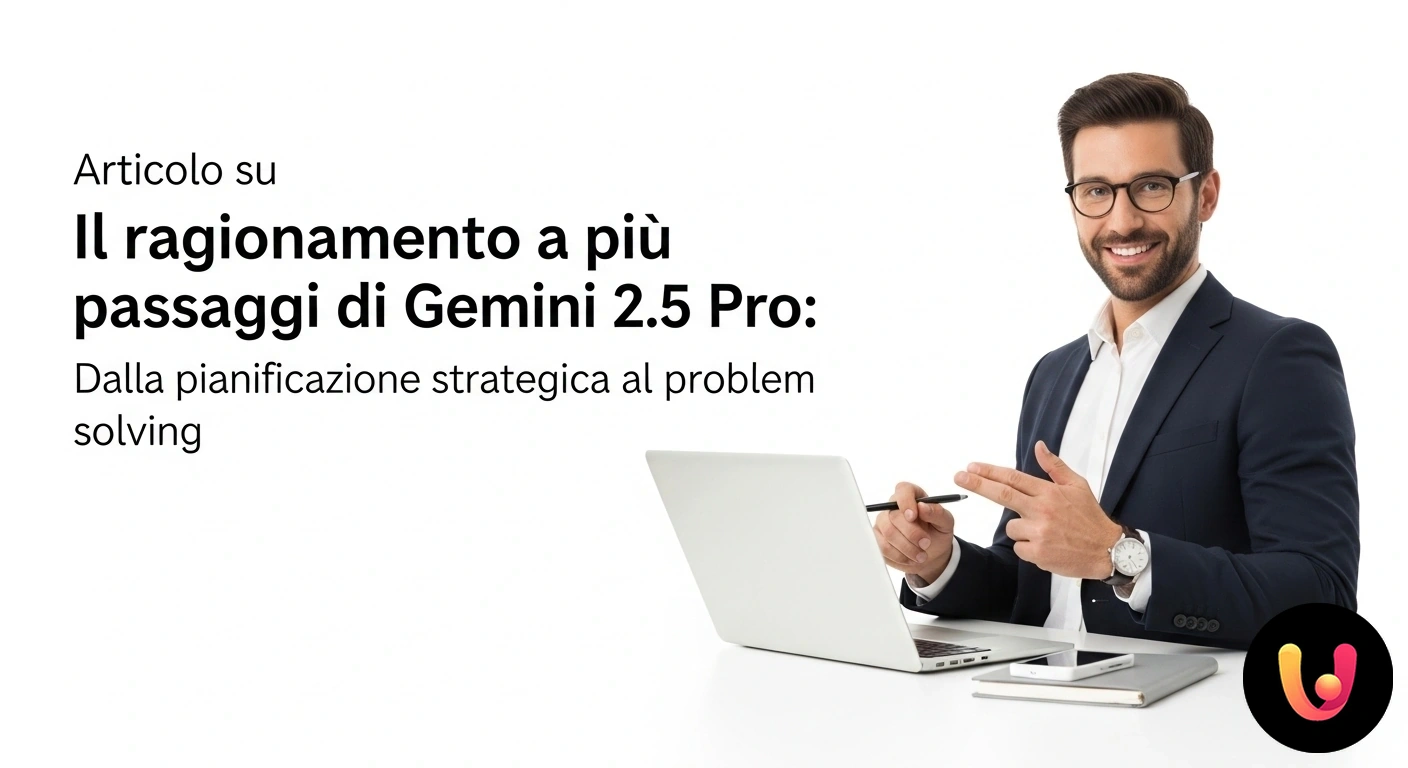 Gemini 2.5 Pro: Ragionamento a più passaggi e problem solving Diagramma concettuale del ragionamento multi-step, da un input iniziale a una soluzione attraverso fasi di pianificazione e a