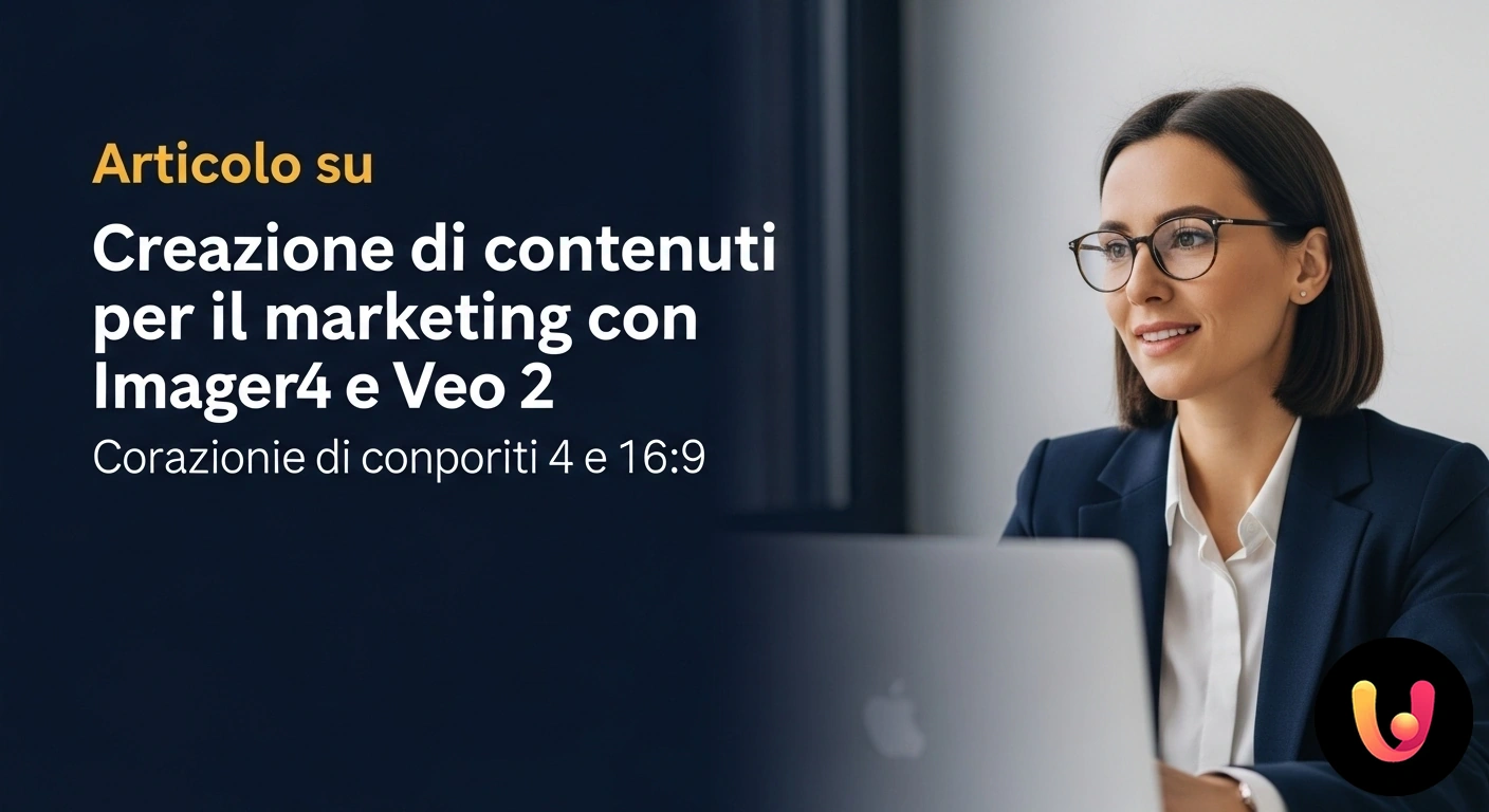 Creazione Contenuti AI per il Marketing con Imagen 4 e Veo 2 Visual fotorealistico e fermo un video affiancati, esempio di contenuti per marketing generati da ai.
