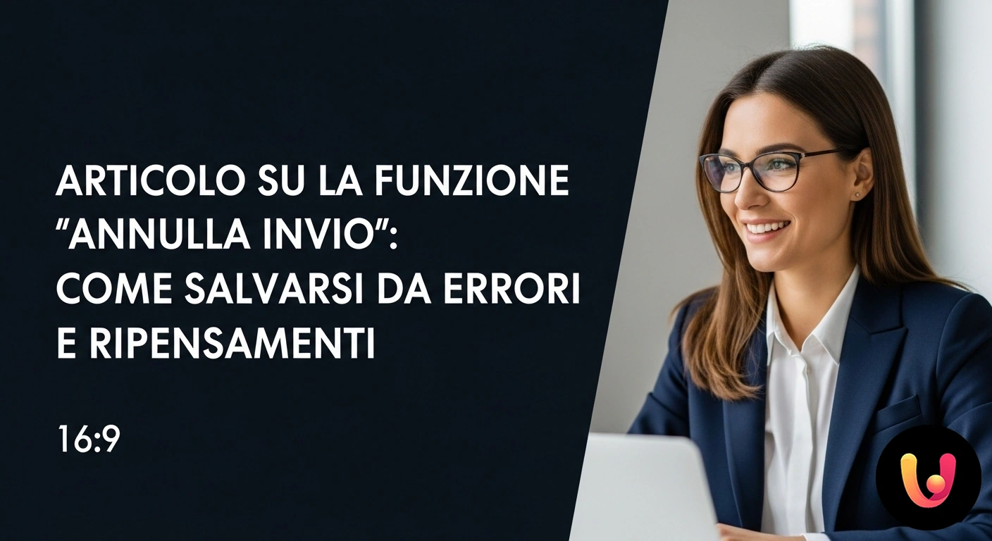 Funzione Annulla Invio: come correggere un errore in un clic. Cursore del mouse che preme il pulsante 'annulla invio' per bloccare un'email appena spedita su un'interfaccia digitale.