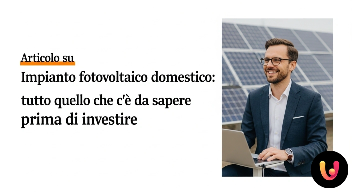 Fotovoltaico domestico: un investimento per il futuro e il risparmio energetico. Pannelli fotovoltaici installati sul tetto di una moderna abitazione unifamiliare in una giornata di sole.