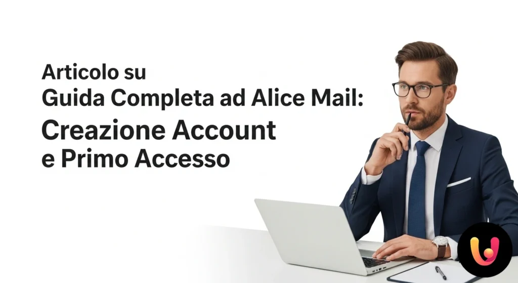 Interfaccia di creazione account alice mail visualizzata su uno schermo, con campi per dati anagrafici e scelta indirizzo ema