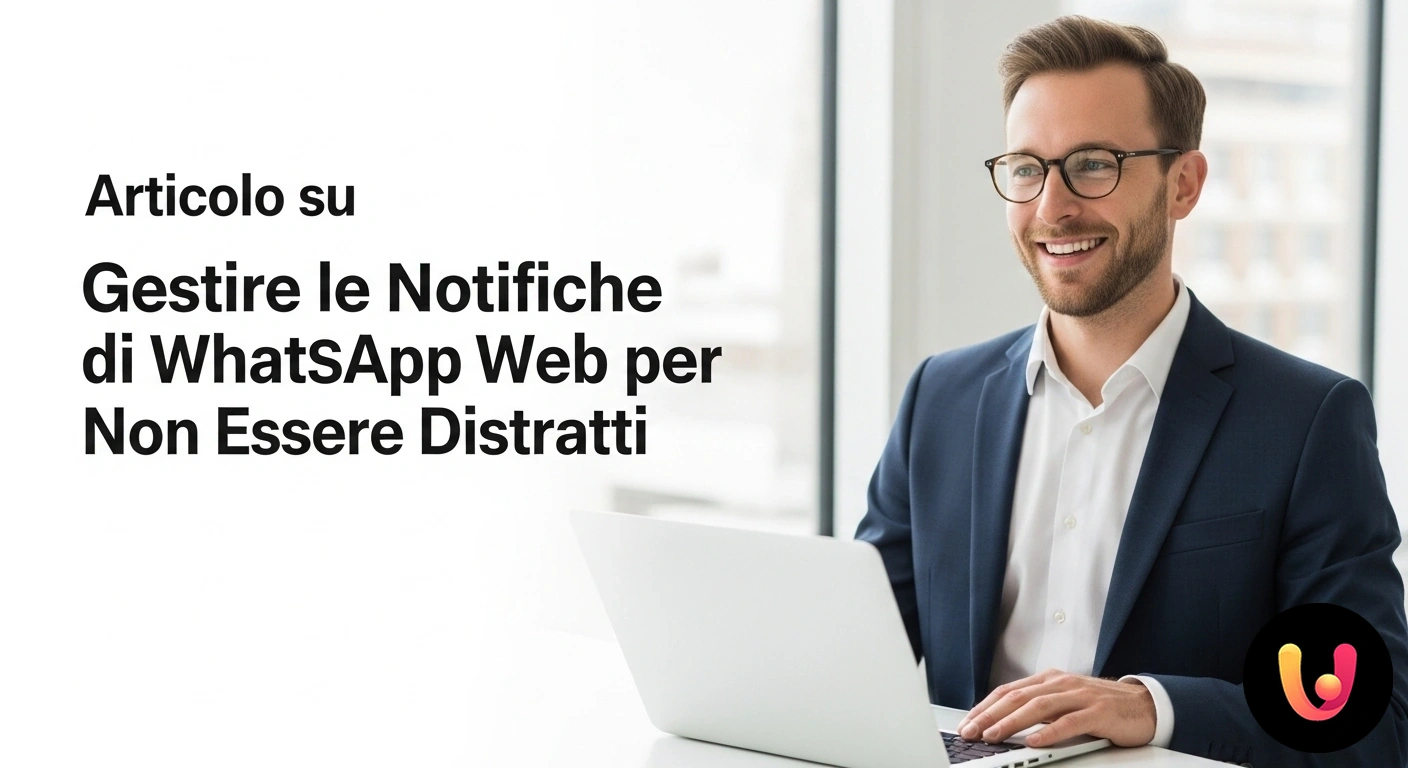 Silenzia le notifiche di WhatsApp Web e aumenta la tua produttività. Professionista al computer disattiva le notifiche di whatsapp web per migliorare la concentrazione sul lavoro.