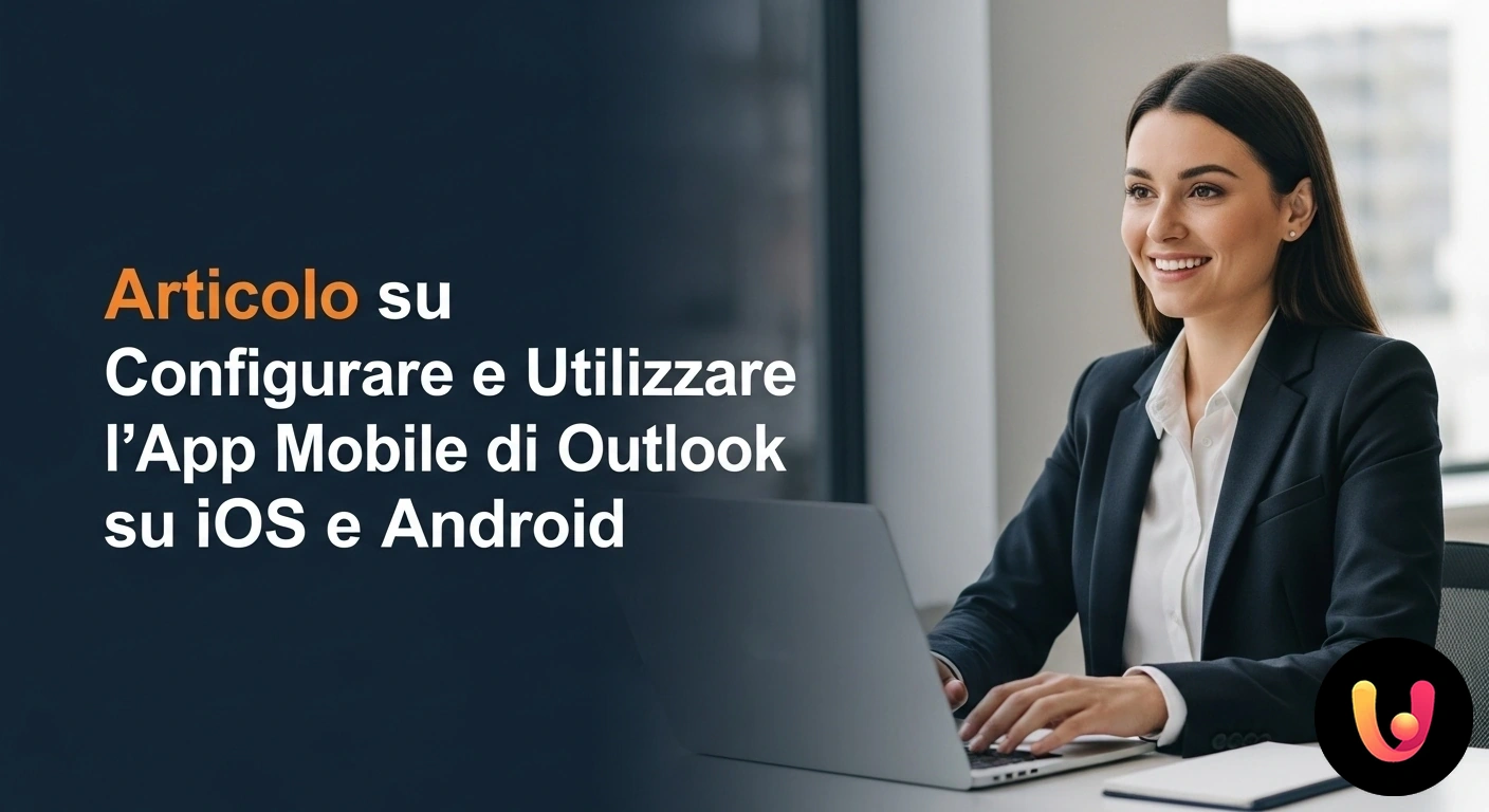 Guida alla Configurazione dell'App Outlook Mobile su iOS e Android Interfaccia dell'app microsoft outlook su uno smartphone, che mostra la posta in arrivo e le icone di navigazione del calenda