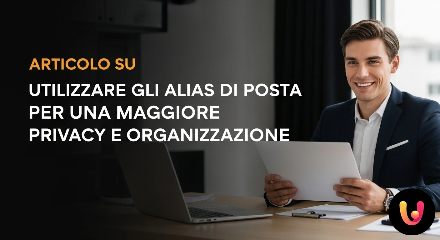 Alias di Posta: Guida per Privacy e Organizzazione Email Indirizzo email centrale da cui si diramano più alias di posta, ognuno con un lucchetto per simboleggiare la protezione della