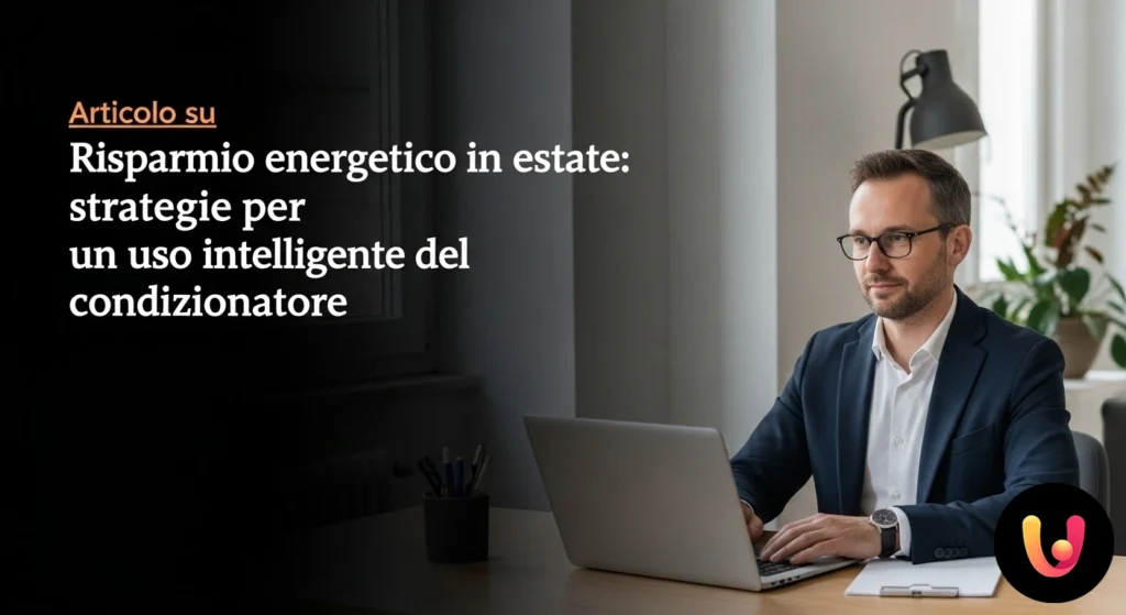 Mano che imposta il telecomando di un condizionatore su una temperatura ottimale per l'efficienza energetica estiva.