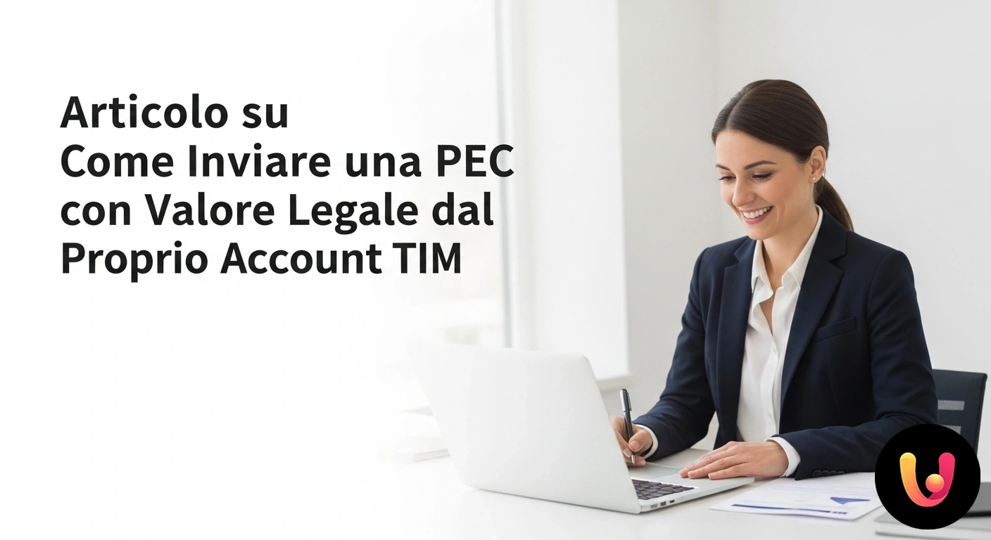 Guida all'invio di una PEC con valore legale tramite l'account TIM. Interfaccia pec di tim visualizzata sullo schermo di un computer, con una mano che interagisce con la tastiera.